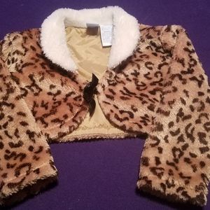 Animal print fur cape jacket